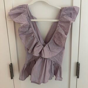 V-neck Lavender Ruffled Women's Top